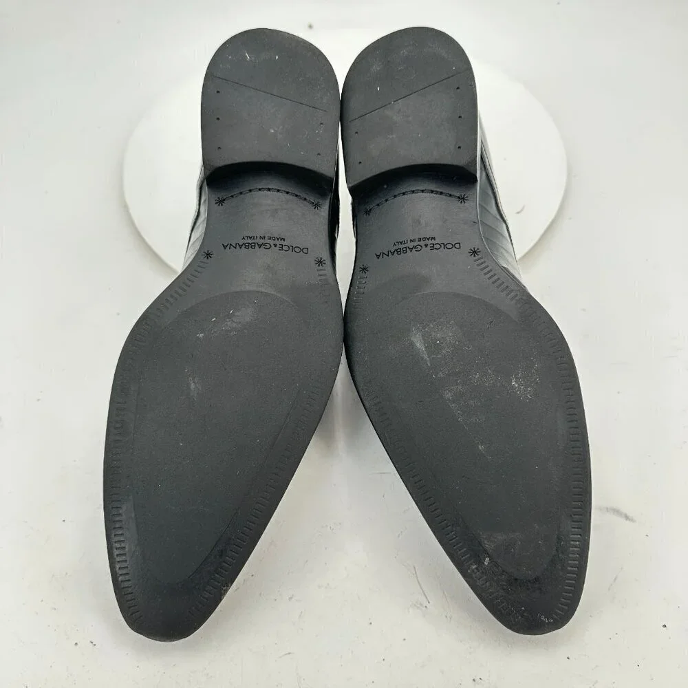 Dolce & Gabbana Men Size 8 Black Genuine Leather Lace Up Derby Dress Shoes